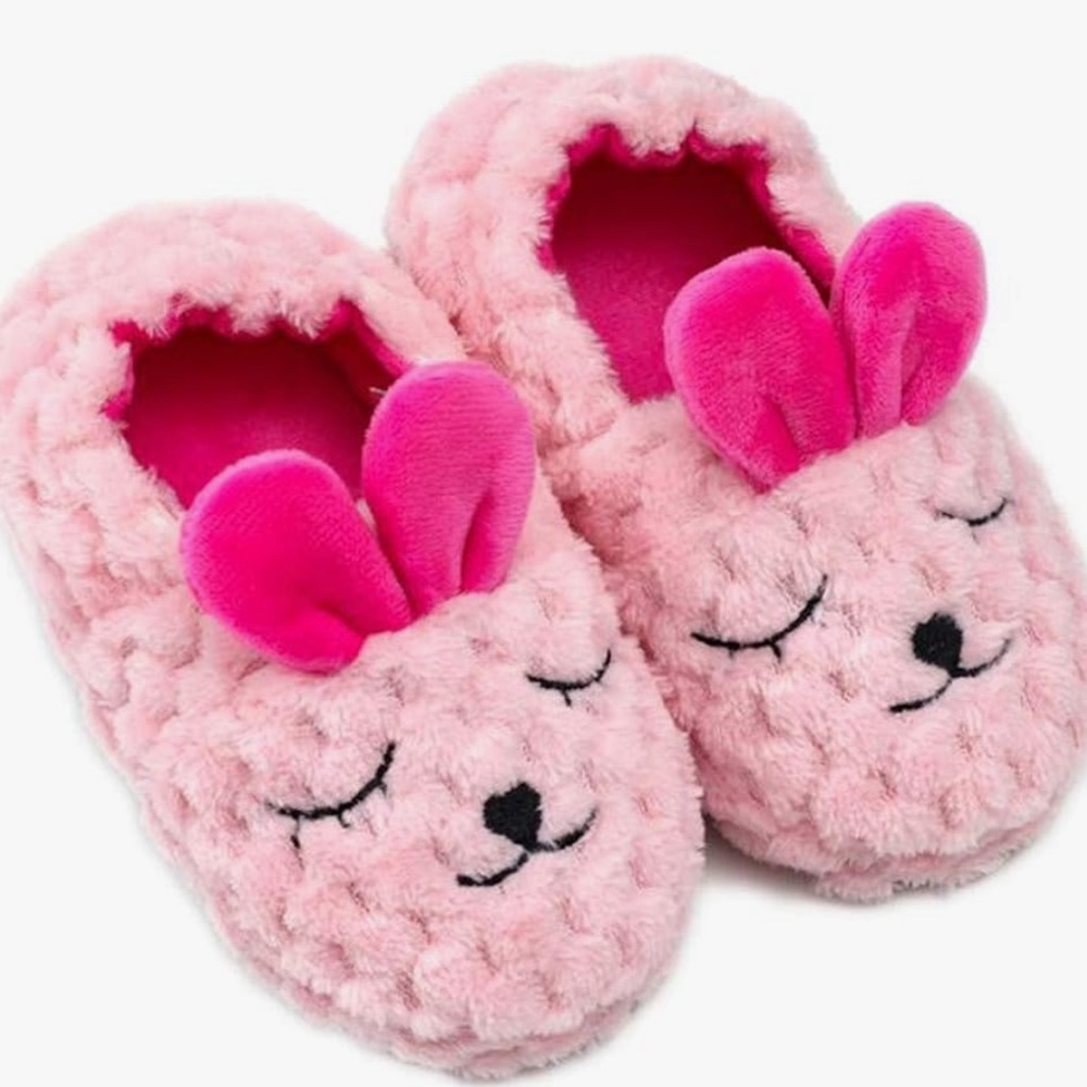 Animal bunny slippers for a toddler girl